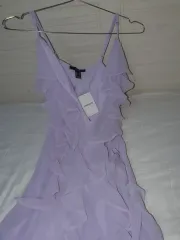 FOREVER 21 ラベンダー 紫 フリル マキシ キャミソール ONE PIECE