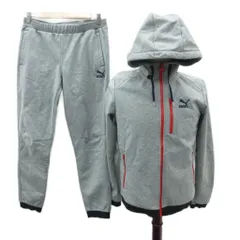 プーマ PUMA セットアップ 上下 ジャケット パーカー ミドル丈 ジョガーパンツ ロング丈 イージー M グレー 裏起毛 /HO48 ■GY61