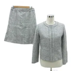 23区 オンワード樫山 フォーマル セットアップ 上下 ノーカラージャケット ミドル丈 フレアスカート ひざ丈 42 グレー JK.WO.IS.1002 /YS5 ■GY61