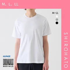 おトク【メール便】【SHIROHATO公式】【正規品・新品】グンゼ GUNZE ボディワイルド BODY WILD Tシャツ メンズ ジャケットの襟が汚れにくい 半袖 インナー M L LL(M、L、LL)