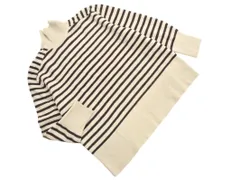 Mila Owen ミラオーウェン ウール混 ボーダー ハイネック ニット セーター sizeONE/ベージュｘ黒 ◇■ レディース