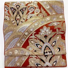 ［6714］袋帯 花唐草吉祥文様 金銀糸 六通 正絹 着物 フォーマル