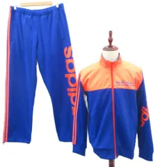 アディダス adidas スポーツウェア ジャージ セットアップ 上下 大きいサイズ XO 青 ブルー ブルゾンジャケット ジップアップ ミドル丈 パンツ ロング丈 /YS27 ■GY61