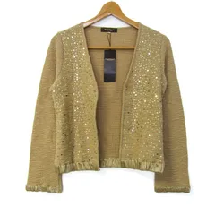 ポールスチュアート ノーカラージャケット スパンコール ウール混 アウター レディース 6サイズ ベージュ PAUL STUART