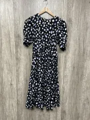 INDEX インデックス ひざ丈 総柄 花柄 ワンピース sizeM/黒 ■◆ レディース