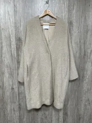 ADAM ET ROPE' アダムエロペ シャギー モヘア ロング ノーカラー コート sizeF/ベージュ ◆■ レディース