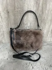 RAFFINATA by Gianni Notaro イタリア製 ファー ハンドバッグ ミニ ショルダー バッグ size-/黒 ◆■ レディース