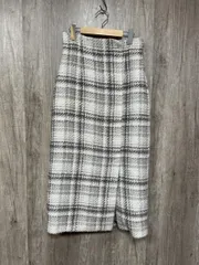 PROPORTION プロポーション ボディドレッシング ツイード スリット ロング チェックラップ風 タイト スカート sizeM/白 ◆■ レディース