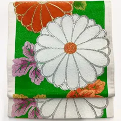 ［6720］袋帯 菊文様 刺繍 金銀糸 六通 正絹 着物 フォーマル