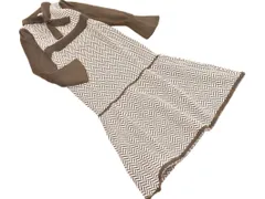 dazzlin ダズリン ベルスリーブ マーメード ニット ワンピース sizeF/白ｘ茶 ◇■ レディース