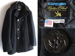 希少 USA製 ビンテージ SPIEWAK スピワック 中綿/エコダウン入 ウールメルトン Pコート リーファージャケット 40 ダークネイビー VINTAGE