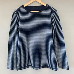 COMME CA ISM コムサイズム ボーダーロンTee 長袖 カットソー ネイビー ライトグレー メンズ Mサイズ