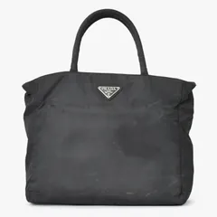 PRADA プラダ トライアングル ロゴ プレート トートバッグ ブラック ナイロン シルバー金具 良品 中古 4b011882