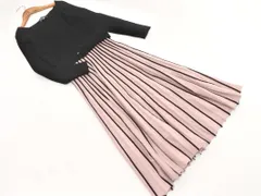 JUSGLITTY ジャスグリッティー ベルト付き Aライン ニット ワンピース size2/黒ｘピンク ◇■ レディース