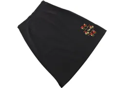 INDIVI インディヴィ 刺繍 Aライン 台形 スカート size38/黒 ■■ レディース