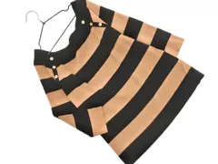 UNTITLED アンタイトル ボーダー スクエアネック ニット セーター size2/紺ｘキャメル ◇■ レディース