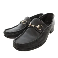グッチ GUCCI ホースビット ローファー モカシン 40E 黒 ブラック /UO ■GY18