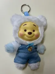 ディズニー クマのプーさん デニムオーバーオール ぬいぐるみ キーリング / 約 15cm