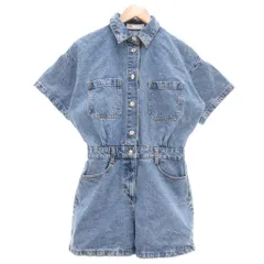 ザラ ZARA オールインワン ジャンプスーツ デニム 半袖 ショート丈 M 青 ブルー /NU