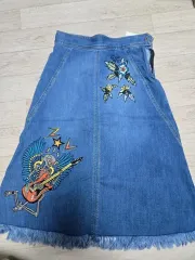 ZADIG & VOLTAIRE ザディグ・エ・ヴォルテール デニムスカート スケルトン 刺繍 Aライン デニムスカート