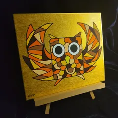 s657.アチューン絵画｜ふくろう｜金潜紙（中）※開運絵画 ヒーリング スピリチュアル アチューンメント チャネリング