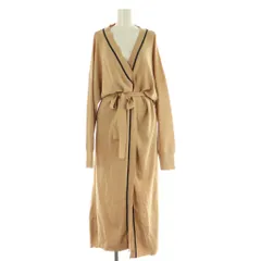 ザラ ZARA ロングカーディガン ニット 長袖 トッパー ベルト付 USA S ベージュ /MY ■OS