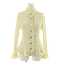 エポカ EPOCA カーディガン リブニット シルク混 ハイネック フリル ペプラム IT40 白 ホワイト KV118-289-01 /MI ■OS