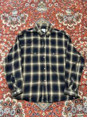 3 POLYTERU ルーズド CHECK シャツ ウェスタン イエロー ブラウン