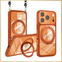 ☆彡送料無料でお届け☆彡Size:iPhone 17 Pro Max_Color:オレンジ tuulaasii For iPhone 17 Pro Max 用 ケース ショルダー クリア リング付き 透明 MagSafe対応 マグセーフ ワイヤレス充電 スタン