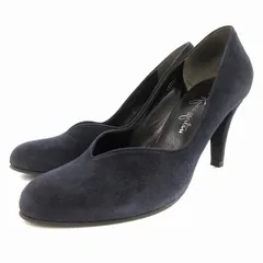 銀座かねまつ GINZA Kanematsu パンプス シューズ ラウンドトゥ ハイヒール スエード 22.5cm 紺 ネイビー /AE ●Dスレ