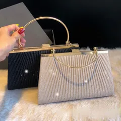 クラッチバッグ 2way パーティーバッグ 結婚式 ラメ 高級感 黒 ゴールド