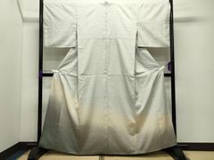 紋紗 格子文様 夏小紋 未使用品 正絹 丹後ちりめん 居敷当て 夏着物 