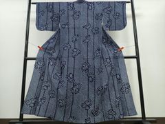 浴衣 有松鳴海絞り 乱菊 藍染 有松絞り ゆかた 縦縞 着物 062b - メルカリ