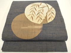 D◇着物くつろぎ 夏物 唐傘模様 金糸 青褐色 六通 正絹 薄物 絽 紗