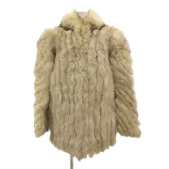 ノーブランド フォックスファーコート 毛皮 ミドル丈 ストライプ 白 ホワイト /JS ■GY11