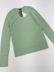 新品 INDIVI インディヴィ ウール混メタルボタンケーブル編み ニット セーター size38/グリーン ◆■◎レディース