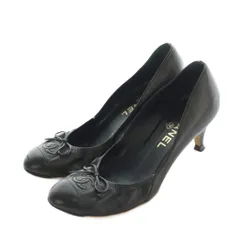 シャネル CHANEL パンプス レザー ココマーク リボン 35.5 22.5cm 黒 /MI ■OS