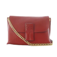 ロエベ LOEWE アベニュー チェーンショルダーバッグ ショルダーバッグ レザー 本革 赤 レッド ロゴエンボス フラップ開閉 /RI ■OS ■OH