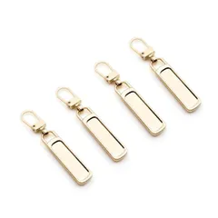 ファスナー 引き手 修理 交換用 4個入り 金属製 ファスナー 修理 部品 合金 ジッパーパーツ チャックヘッド 簡単に取り付 カバン/財布/衣類/靴 ファスナー修理 交換用 DIY 手芸 手作り 裁縫 ジッパーファスナー修理 (ゴールド)
