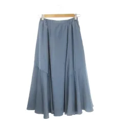 バーニーズニューヨーク BARNEYS NEW YORK スカート F 青 ブルー サテン フレアシルエット ロング丈 /CK43 ■GY61のサムネイル