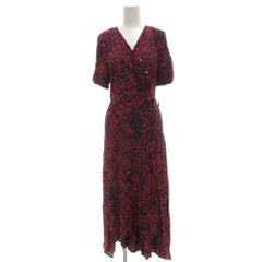 フレイアイディー FRAY I.D 美品 ワンピース 1 半袖 マキシ ロング 総柄 紺 ネイビー 赤 レッド /AE ■GY62