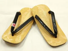 平和屋着物▼男性　和装小物　雪駄　畳表風　鼻緒:本革 黒　本革製品　牛皮底　逸品　未使用　AABF4007ay