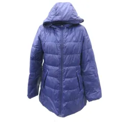 ユニクロ UNIQLO ダウンコート ミドル丈 L 紫 フード付き 無地 ジップアップ /SY50 ■GY61