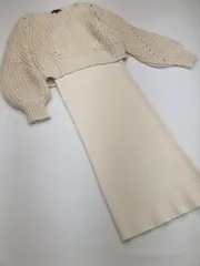 美品 rienda リエンダ 110CA173-0480 Plump Tops RIB Knit SET OP ニット ワンピース セットアップ sizeM/オフホワイト  ◆■◎レディース