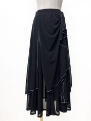 軽やか】新品 シルバーラメステッチフリル デザインロングスカート