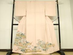 平和屋着物▽西陣 六通柄袋帯 花唐草文 黒地 引箔 証紙付き
