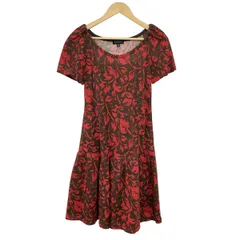 EPOCA(エポカ) ワンピース サイズ40 M レディース新品同様  - レッド×ダークブラウン 半袖/ロング