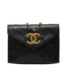シャネル ココマーク マトラッセ 斜め掛け チェーン ショルダーバッグ ブラック ラムスキン レディース CHANEL【1-0250759】
