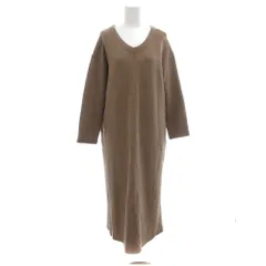 アーバンリサーチ ドアーズ URBAN RESEARCH DOORS ダブルフェイスニットソーワンピース 長袖 ロング スリット Vネック F 茶 ブラウン /GV