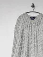 【Polo RALPH LAUREN】90-00s HAND KNIT ケーブルニットセーター L ポニー無し ポロラルフローレン ハンドニット 古着